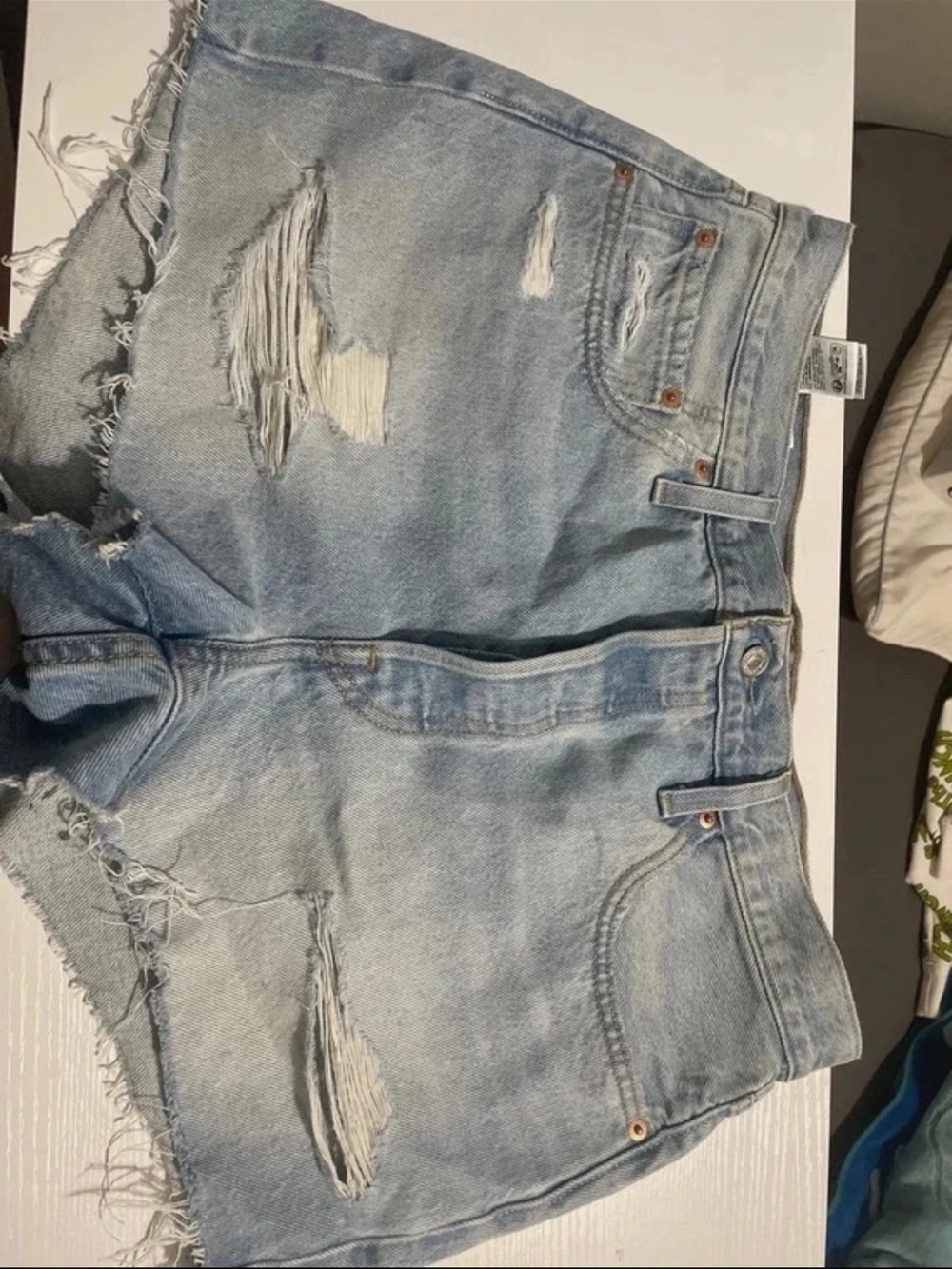 Levi's Light Blue Distressed Denim Shorts